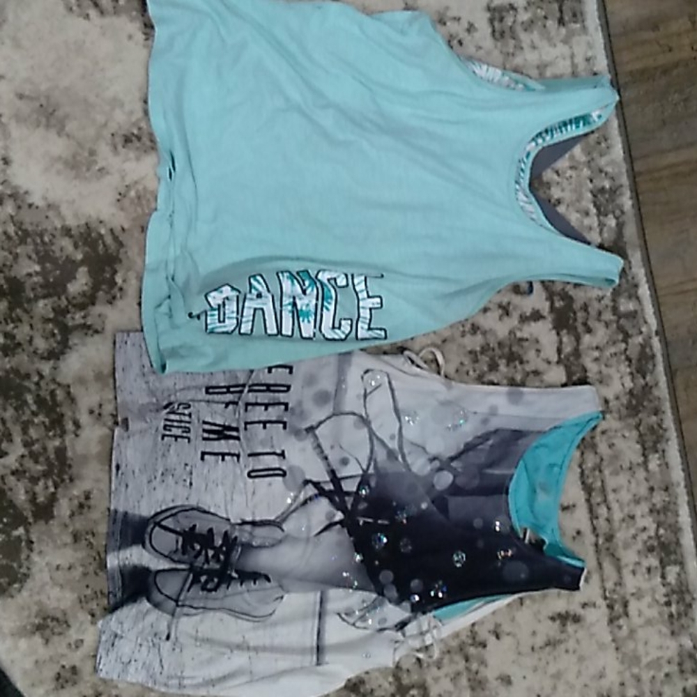 Set of 2 built in bra athletic justice tank tops